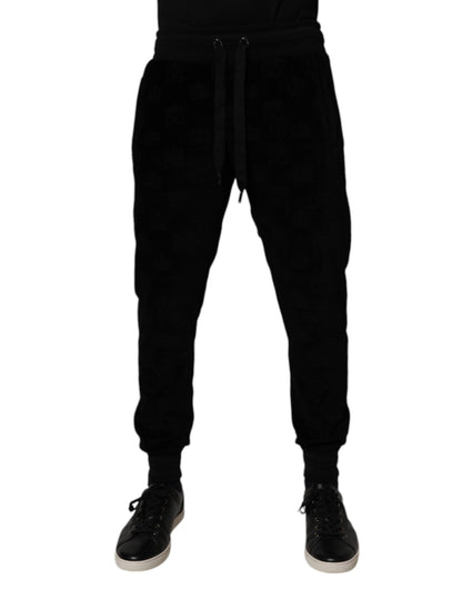 Black Cotton Jogger Men Sweatpants Pants-Dolce & Gabbana-LabelTerrace.com