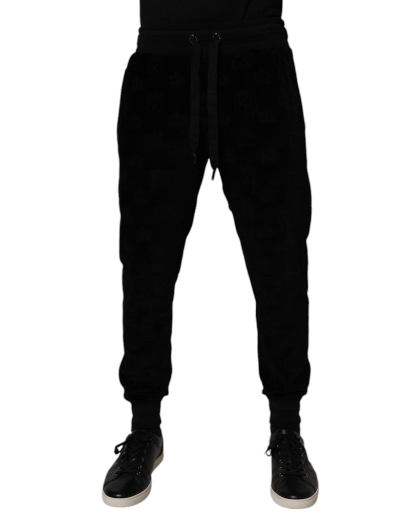 Black Cotton Jogger Men Sweatpants Pants-Dolce & Gabbana-LabelTerrace.com