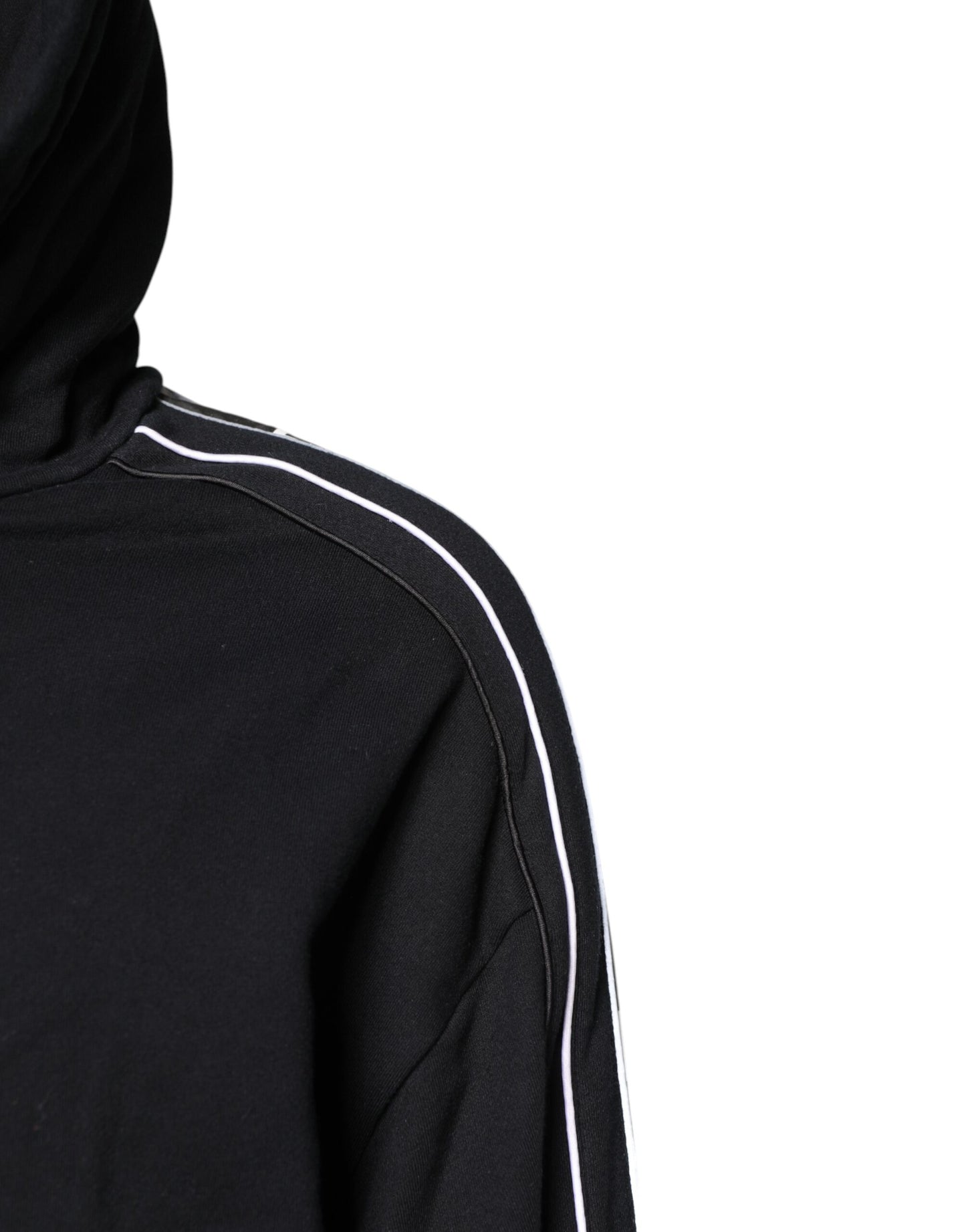 Black Cotton Logo Hooded Sweatshirt Sweater-Dolce & Gabbana-LabelTerrace.com