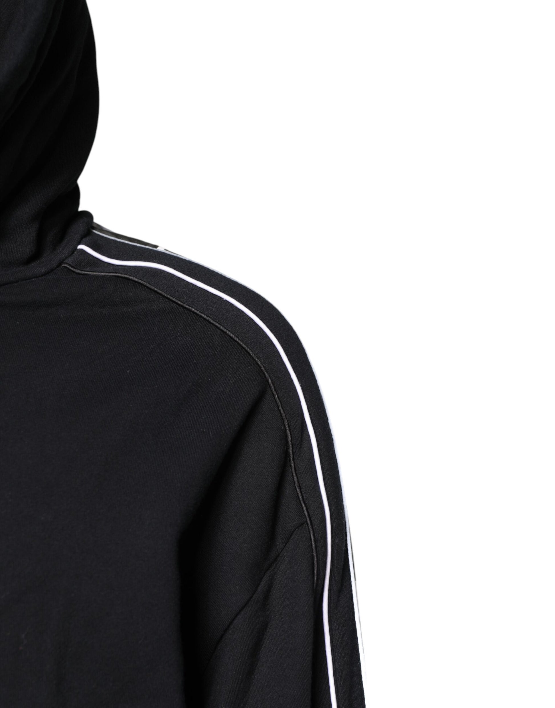 Black Cotton Logo Hooded Sweatshirt Sweater-Dolce & Gabbana-LabelTerrace.com