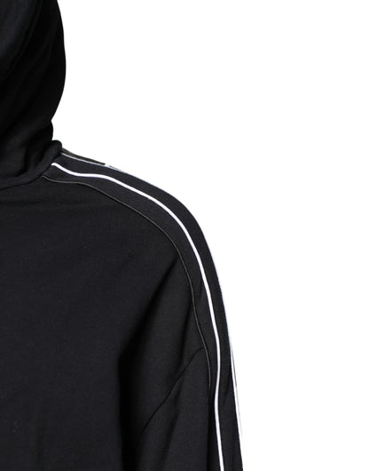 Black Cotton Logo Hooded Sweatshirt Sweater-Dolce & Gabbana-LabelTerrace.com