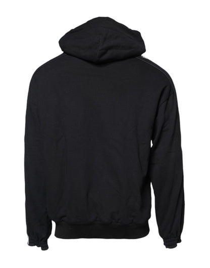 Black Cotton Logo Hooded Sweatshirt Sweater-Dolce & Gabbana-LabelTerrace.com