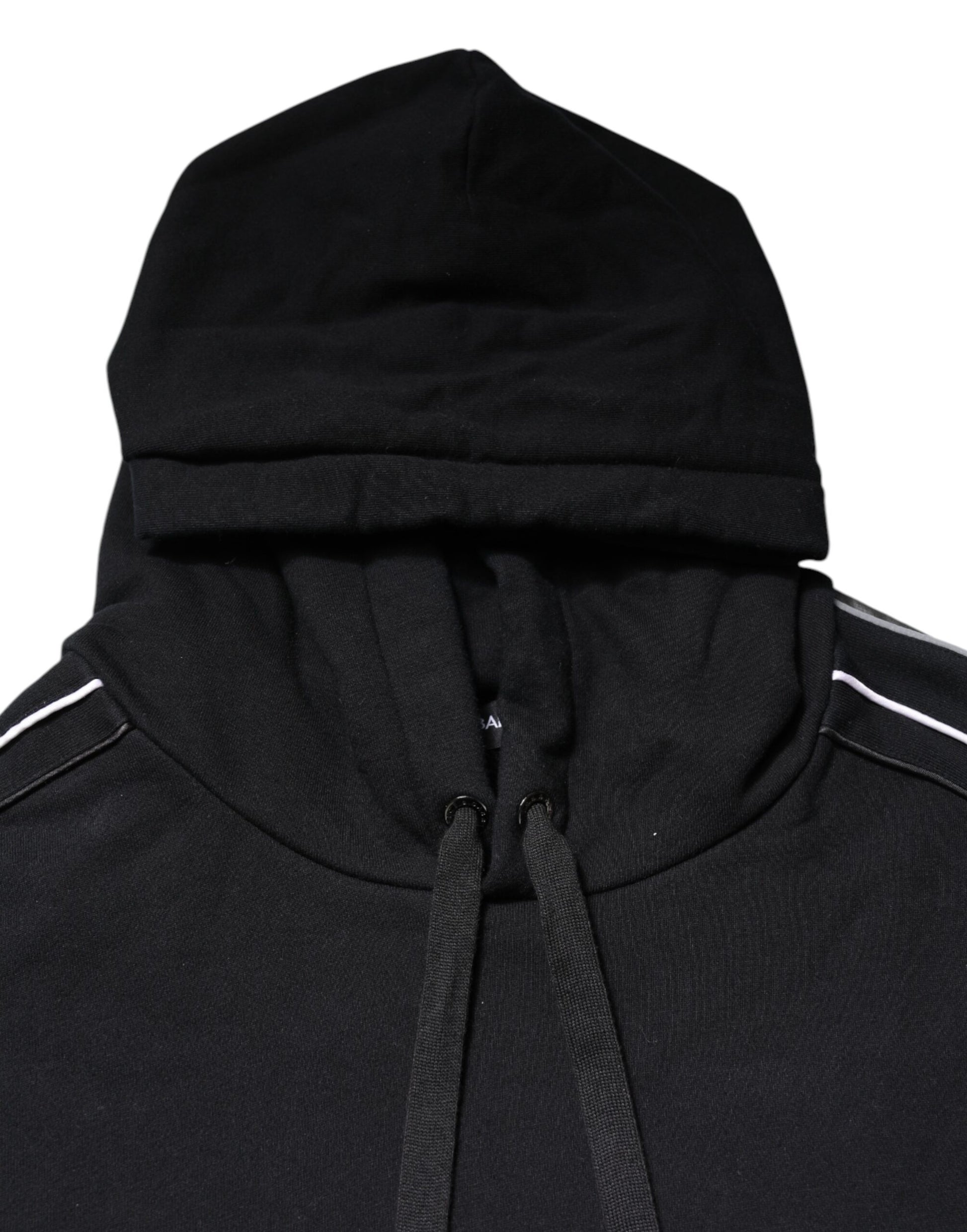 Black Cotton Logo Hooded Sweatshirt Sweater-Dolce & Gabbana-LabelTerrace.com
