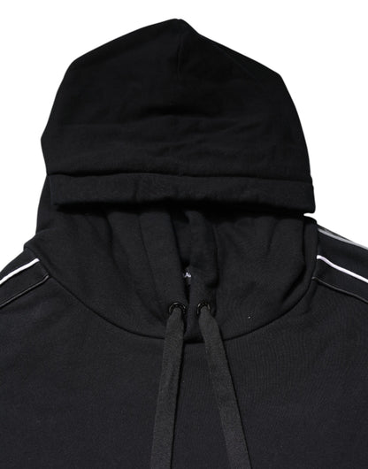 Black Cotton Logo Hooded Sweatshirt Sweater-Dolce & Gabbana-LabelTerrace.com