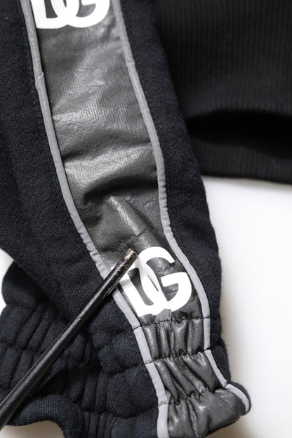 Black Cotton Logo Hooded Sweatshirt Sweater-Dolce & Gabbana-LabelTerrace.com