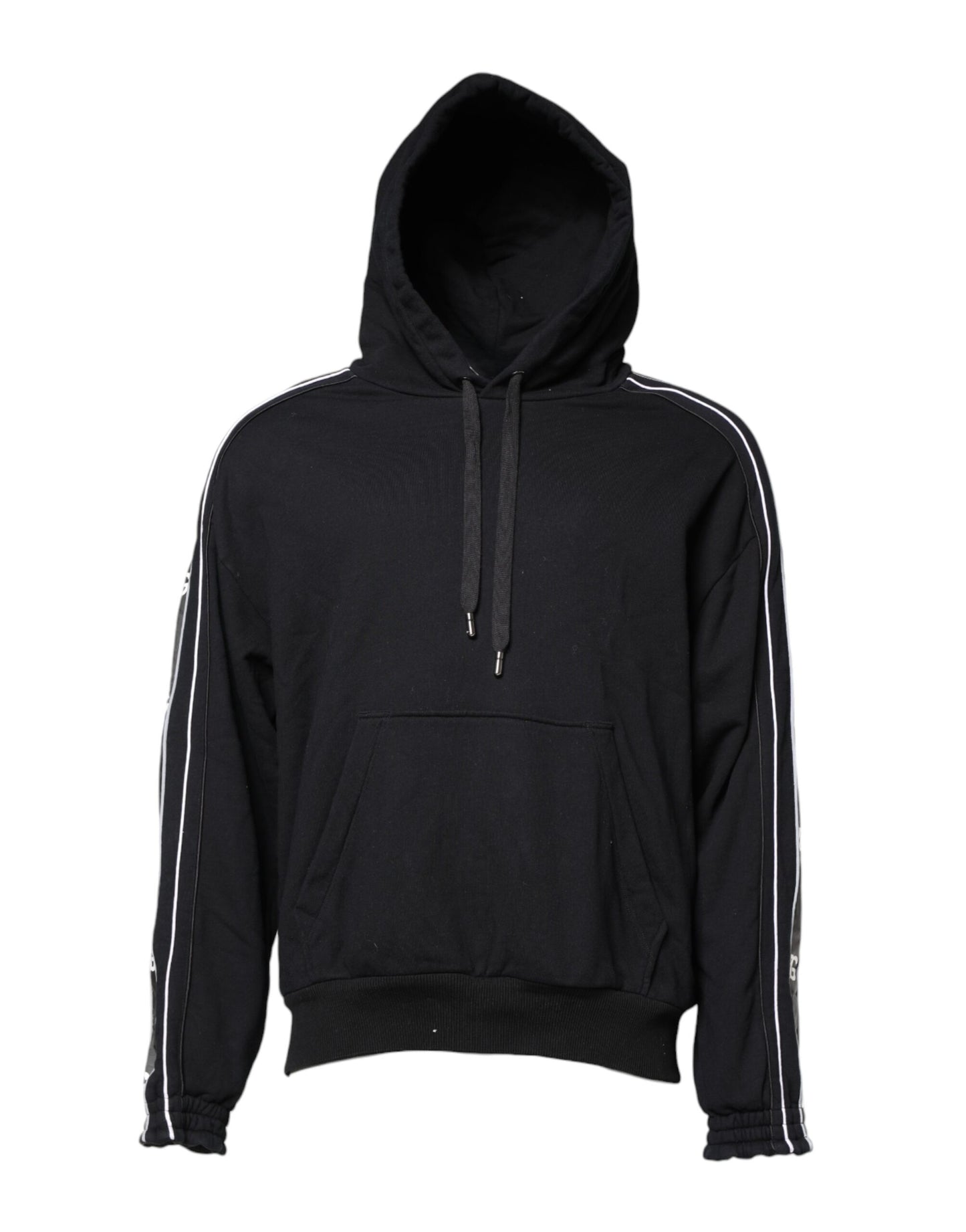 Black Cotton Logo Hooded Sweatshirt Sweater-Dolce & Gabbana-LabelTerrace.com