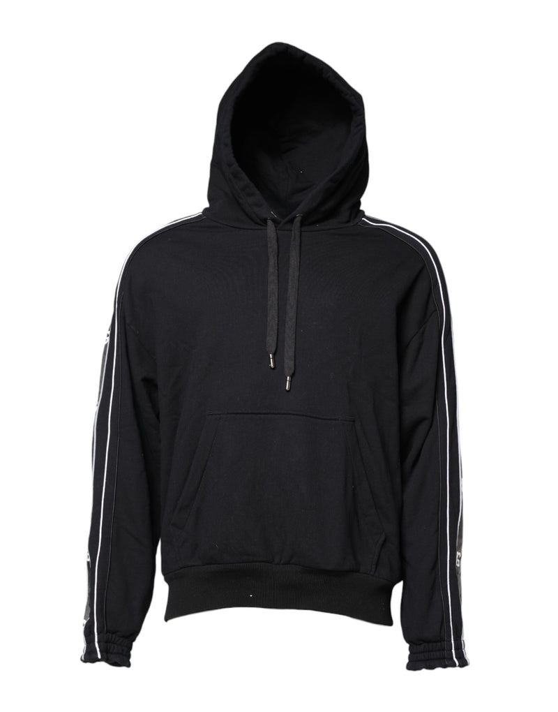 Black Cotton Logo Hooded Sweatshirt Sweater-Dolce & Gabbana-LabelTerrace.com