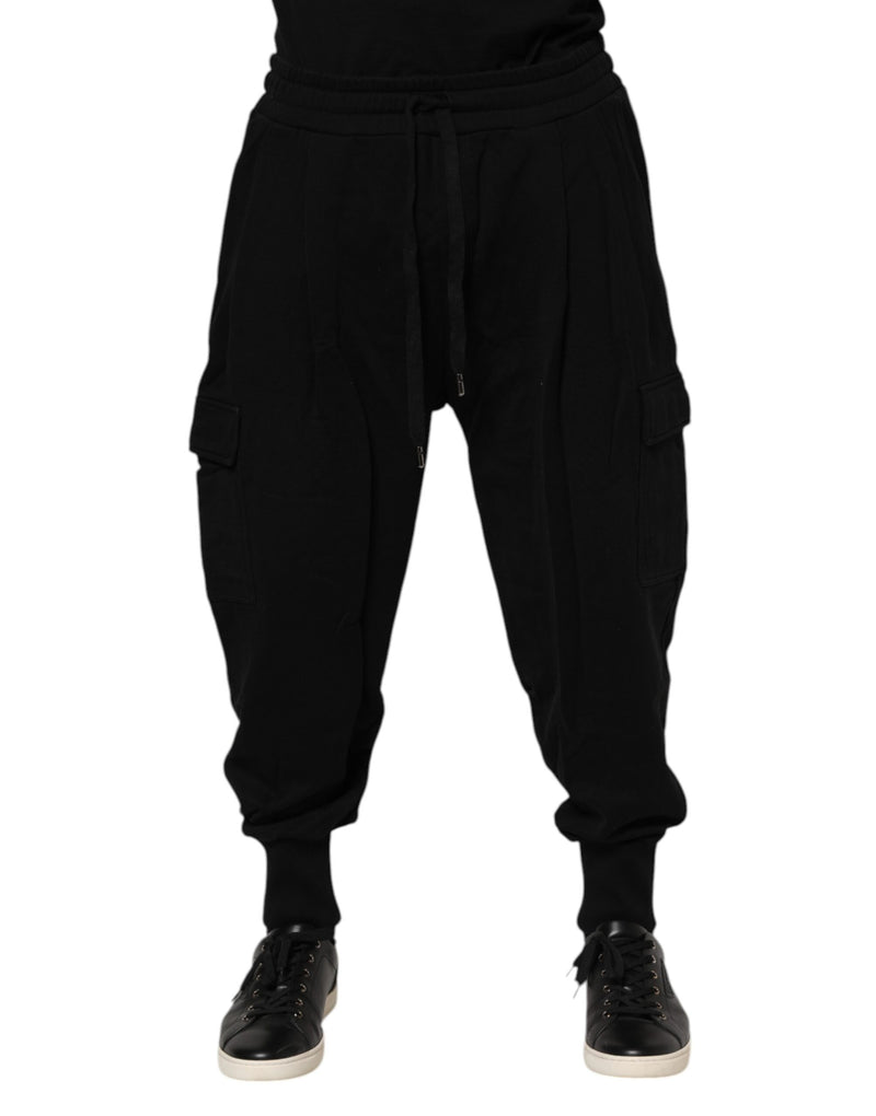 Black Cotton Logo Jogger Sweatpants Pants-Dolce & Gabbana-LabelTerrace.com