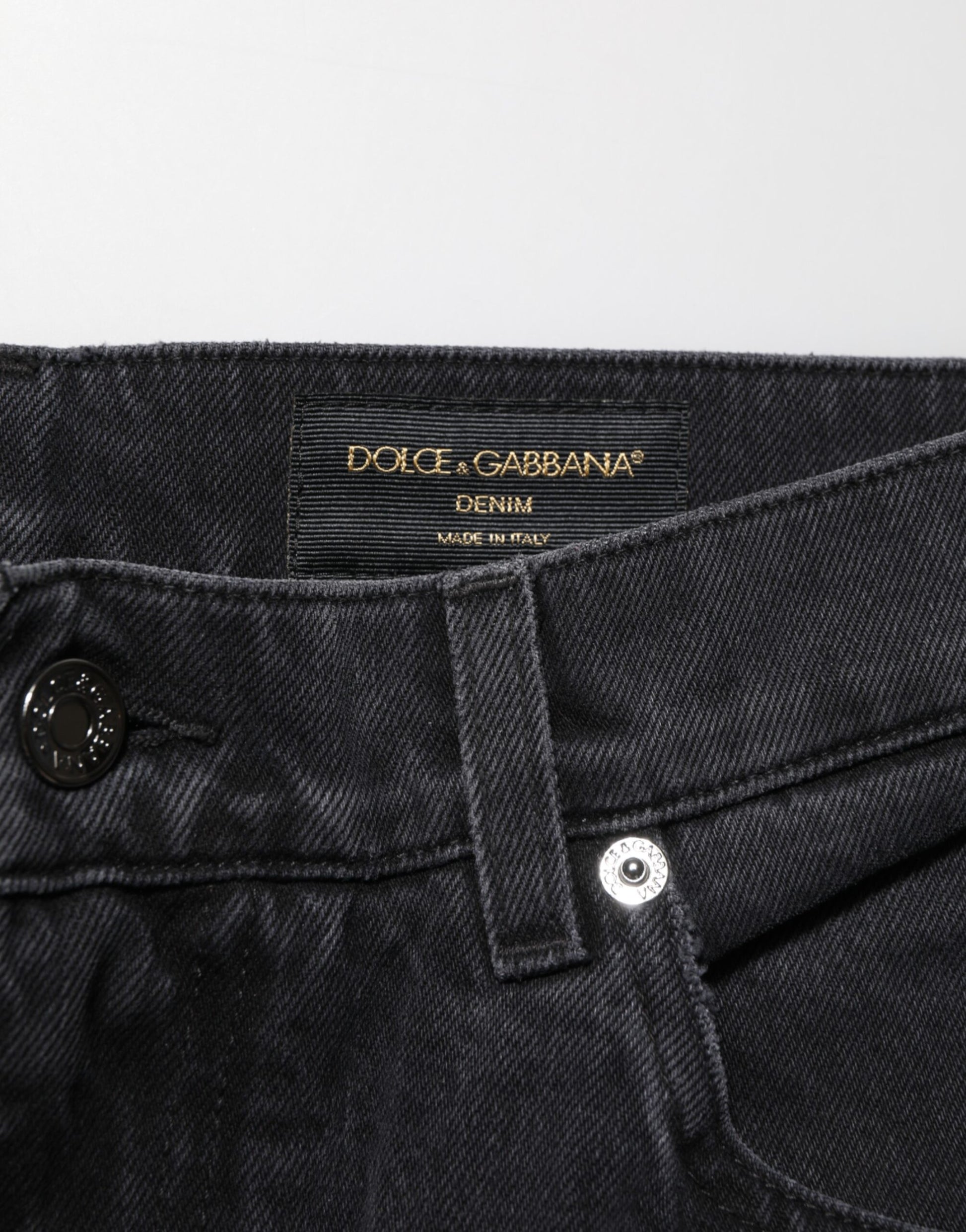 Black Cotton Logo Men Mid Waist Denim Jeans