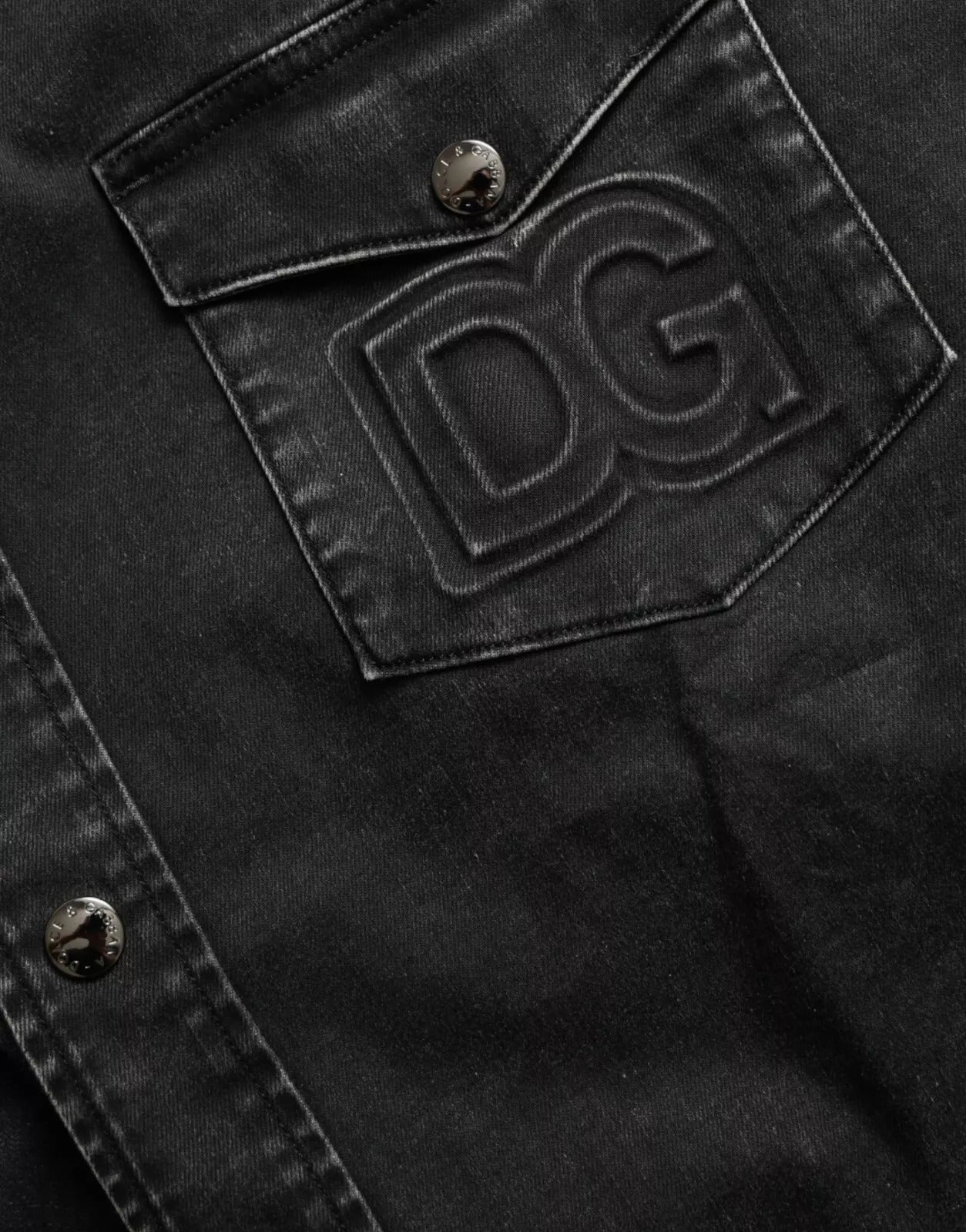 Black Cotton Long Sleeve Denim Casual Shirt-Dolce & Gabbana-LabelTerrace.com