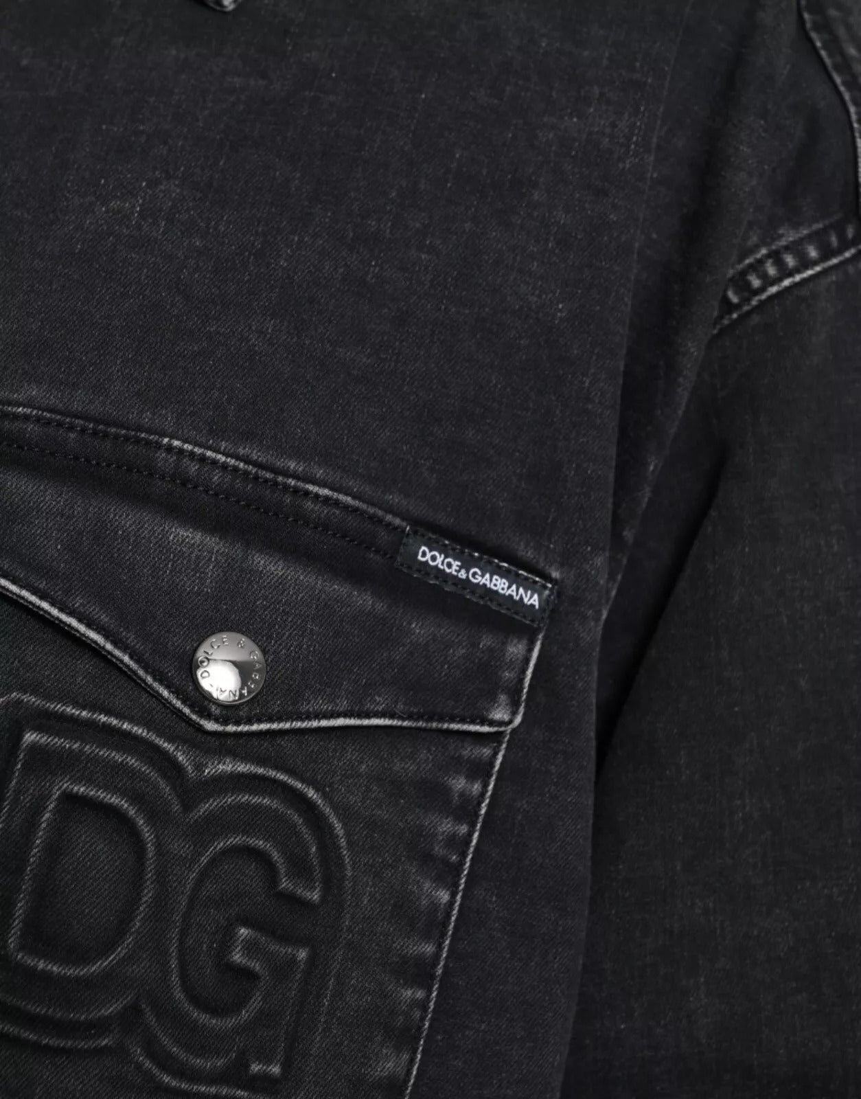 Black Cotton Long Sleeve Denim Casual Shirt-Dolce & Gabbana-LabelTerrace.com