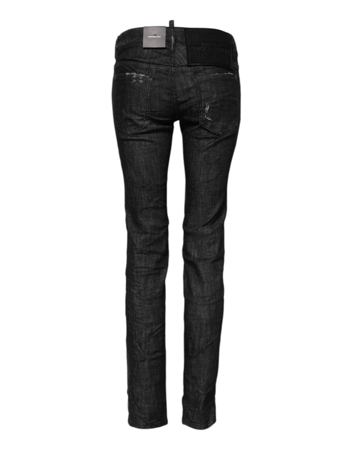 Black Cotton Low Waist Skinny Denim Jeans-Dsquared²-LabelTerrace.com