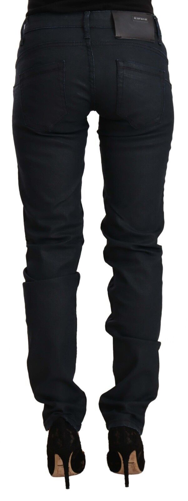 Black Cotton Low Waist Slim Fit Denim Jeans-Acht-LabelTerrace.com