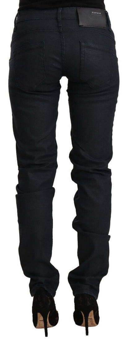 Black Cotton Low Waist Slim Fit Denim Jeans-Acht-LabelTerrace.com