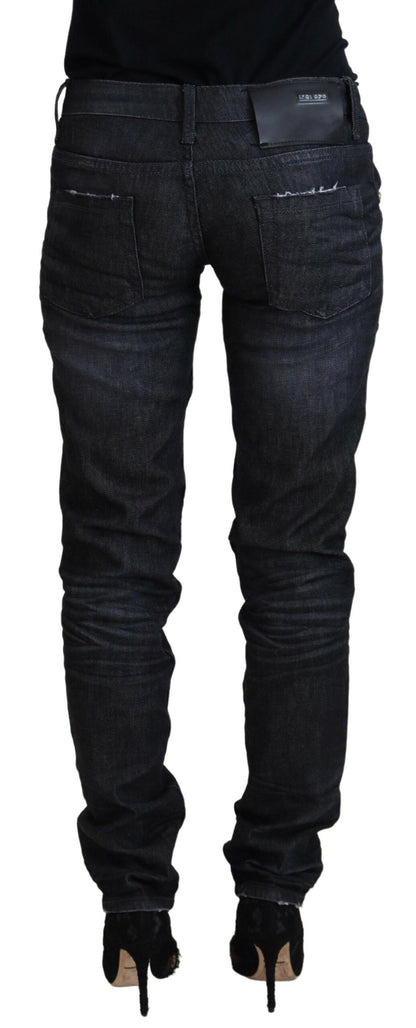 Black Cotton Low Waist Slim Fit Women Casual Denim Jeans-Acht-LabelTerrace.com