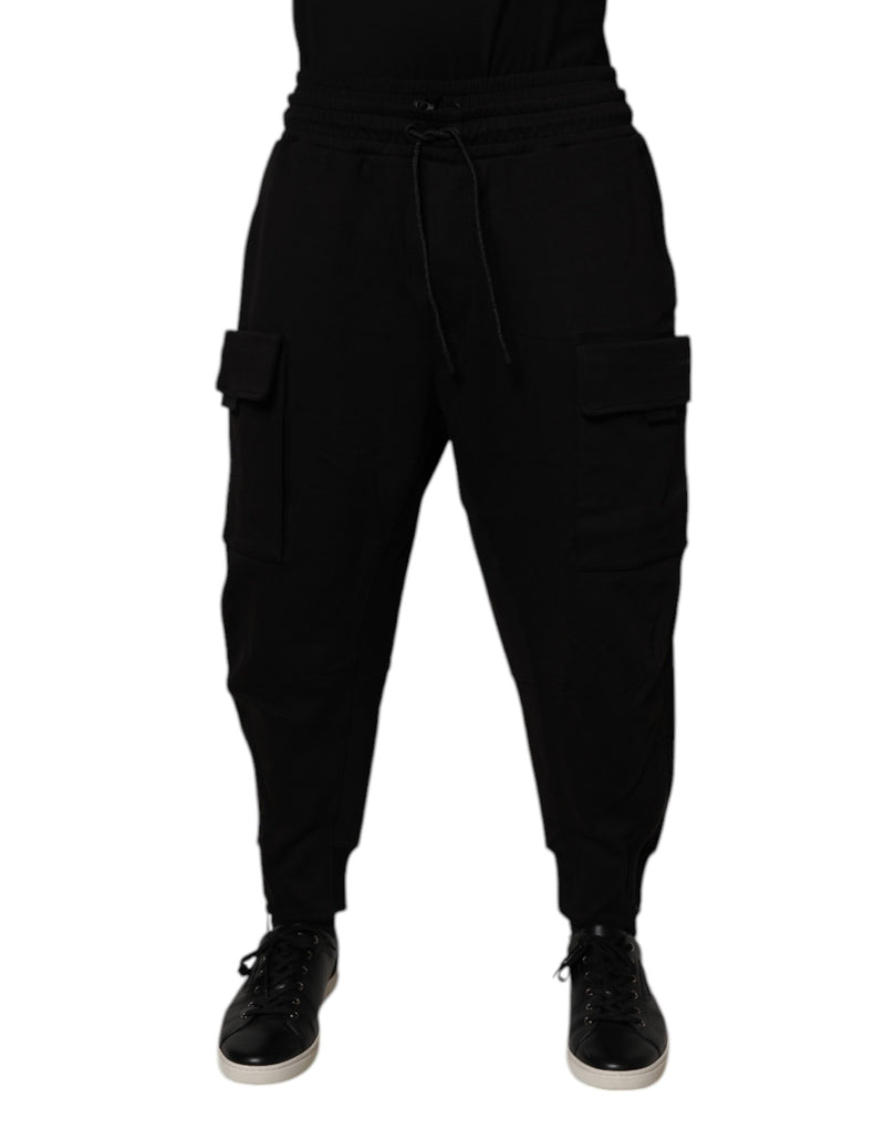Black Cotton Men Cargo Jogger Sweatpants Pants-Dolce & Gabbana-LabelTerrace.com