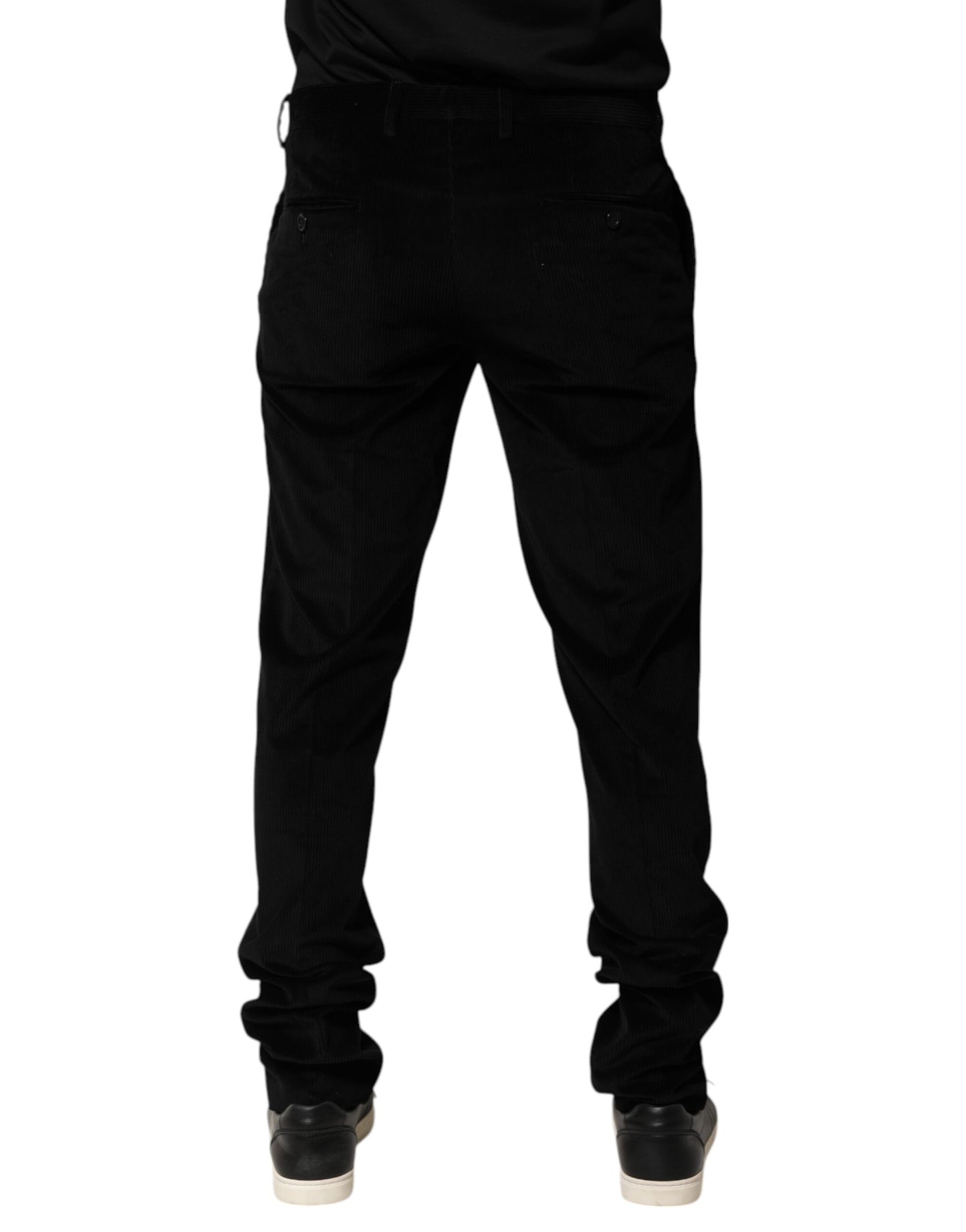 Black Cotton Men Dress Formal Trouser Pants-Dolce & Gabbana-LabelTerrace.com