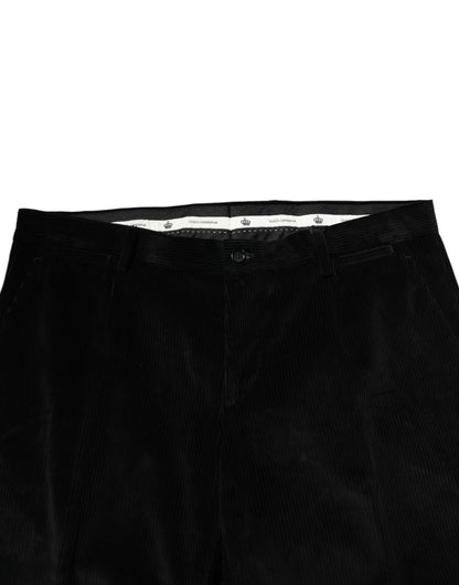 Black Cotton Men Dress Formal Trouser Pants-Dolce & Gabbana-LabelTerrace.com