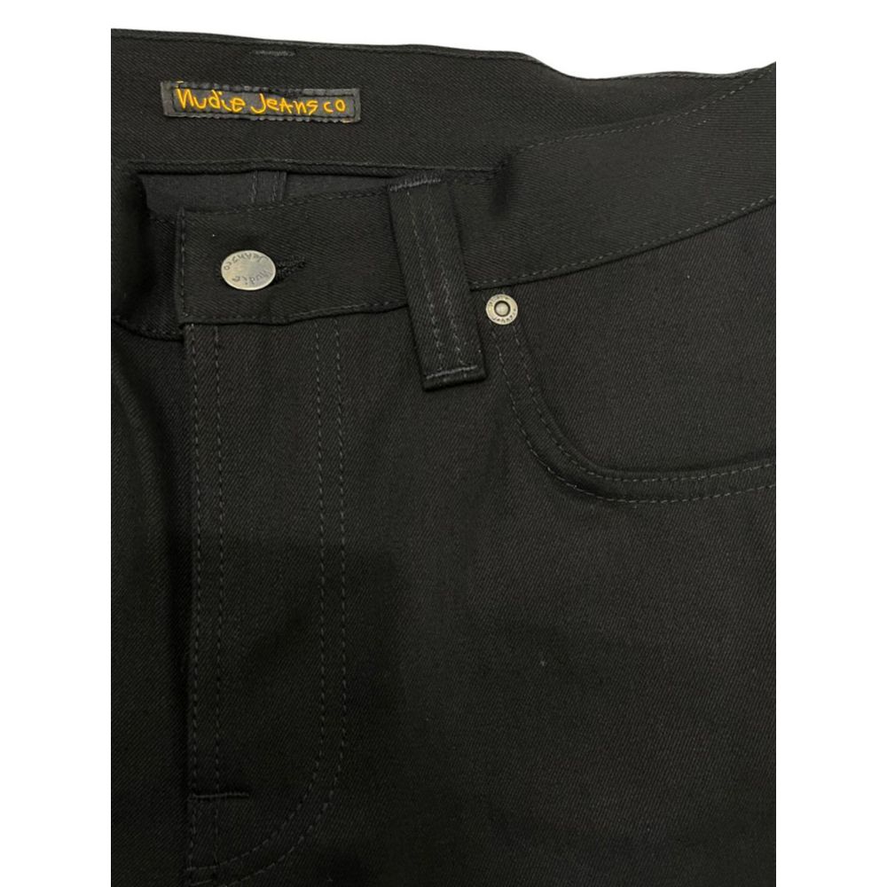 Black Cotton Men Jeans-Nudie Jeans-LabelTerrace.com