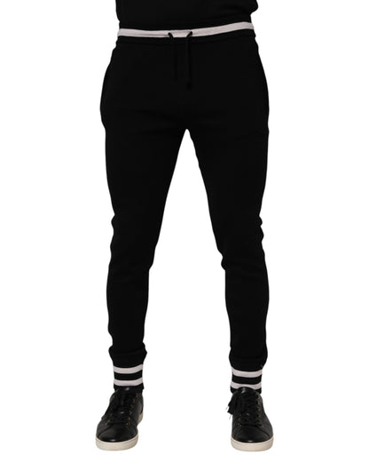 Black Cotton Men Jogger Sweatpants Pants-Dolce & Gabbana-LabelTerrace.com