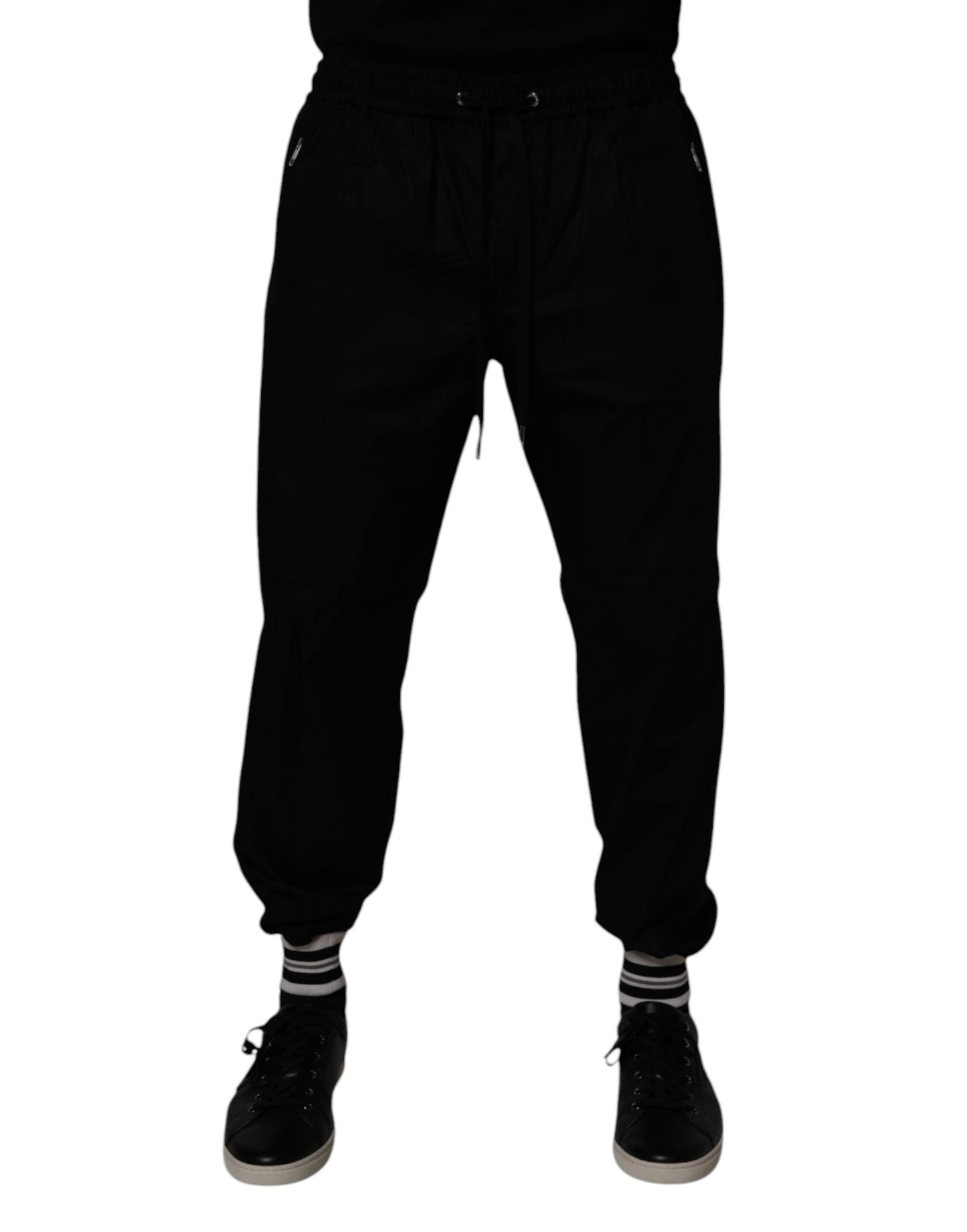 Black Cotton Men Jogger Sweatpants Pants-Dolce & Gabbana-LabelTerrace.com