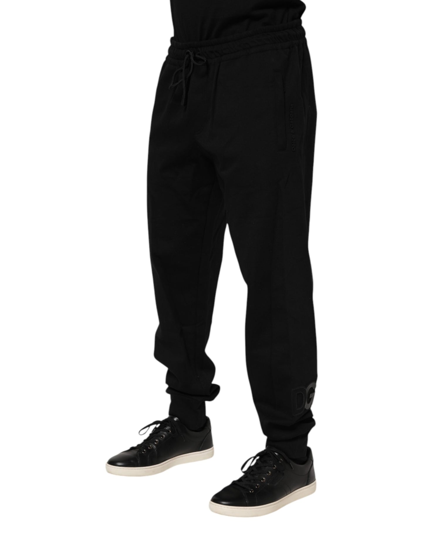 Black Cotton Men Jogger Sweatpants Pants-Dolce & Gabbana-LabelTerrace.com