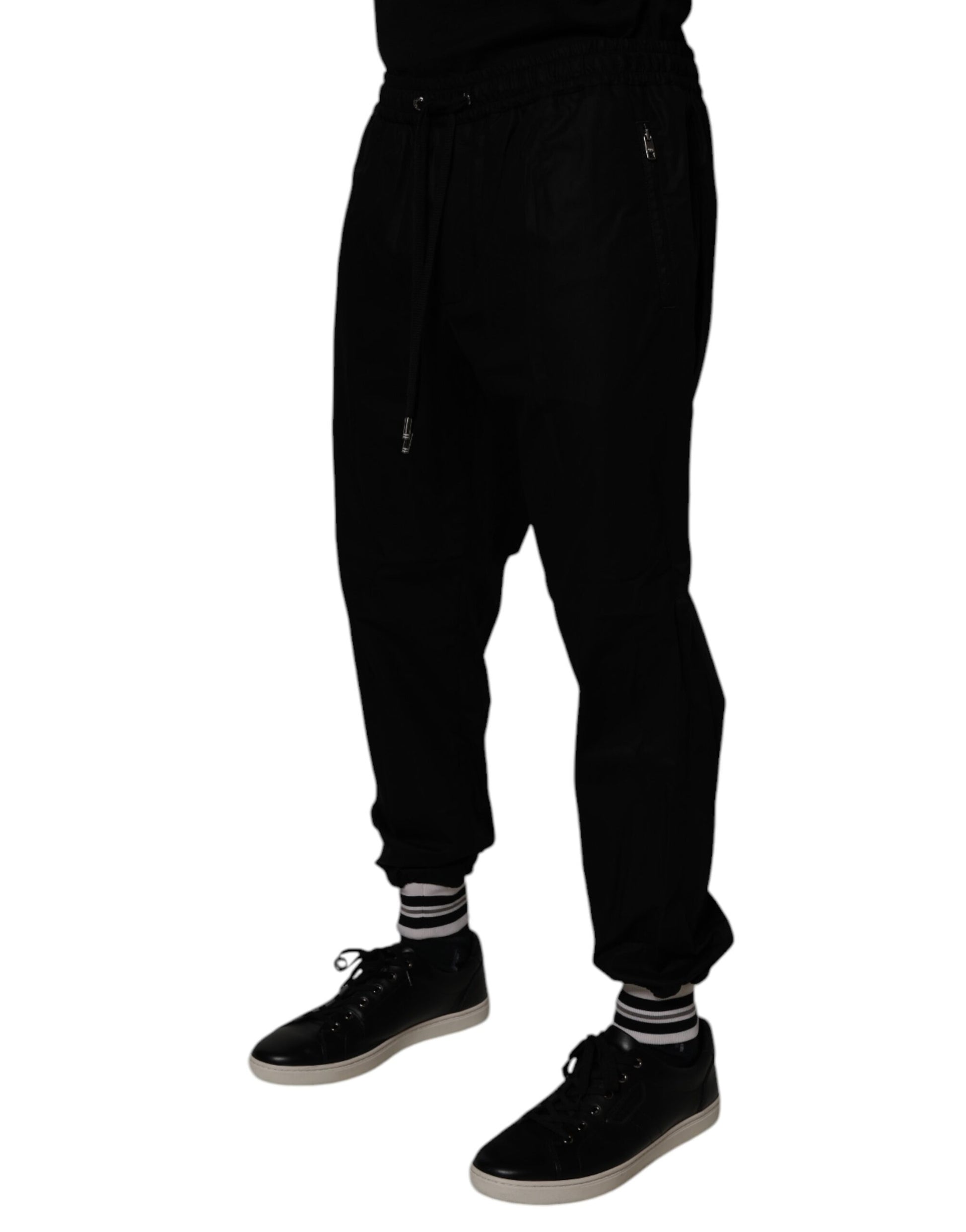 Black Cotton Men Jogger Sweatpants Pants-Dolce & Gabbana-LabelTerrace.com