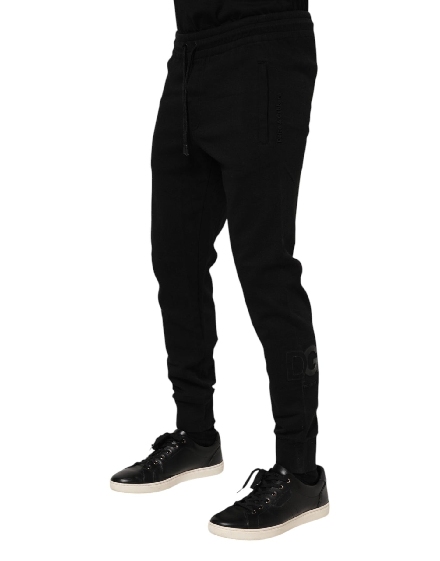 Black Cotton Men Jogger Sweatpants Pants-Dolce & Gabbana-LabelTerrace.com