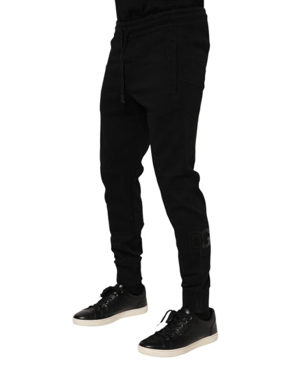 Black Cotton Men Jogger Sweatpants Pants-Dolce & Gabbana-LabelTerrace.com