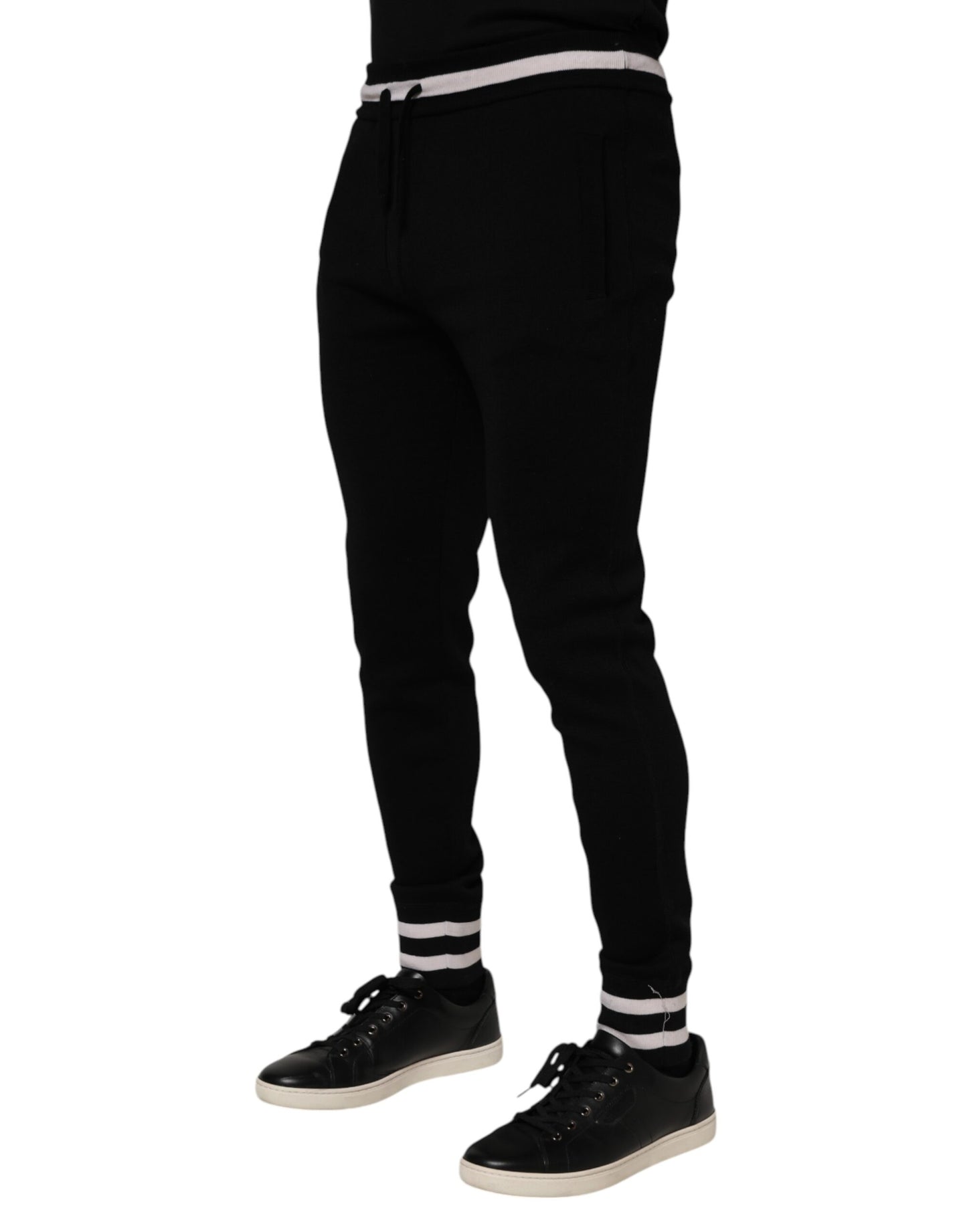 Black Cotton Men Jogger Sweatpants Pants-Dolce & Gabbana-LabelTerrace.com