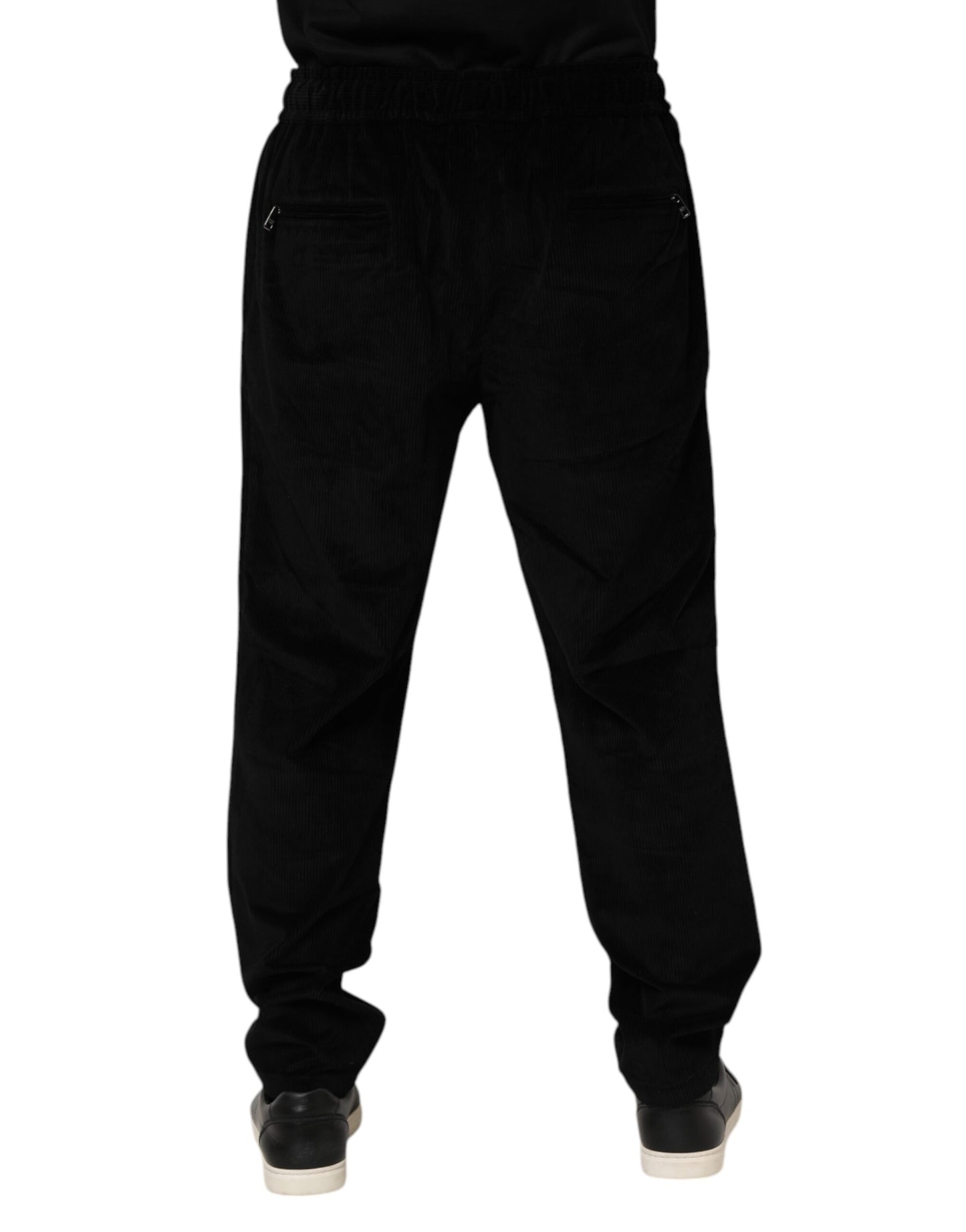 Black Cotton Men Jogger Sweatpants Pants-Dolce & Gabbana-LabelTerrace.com