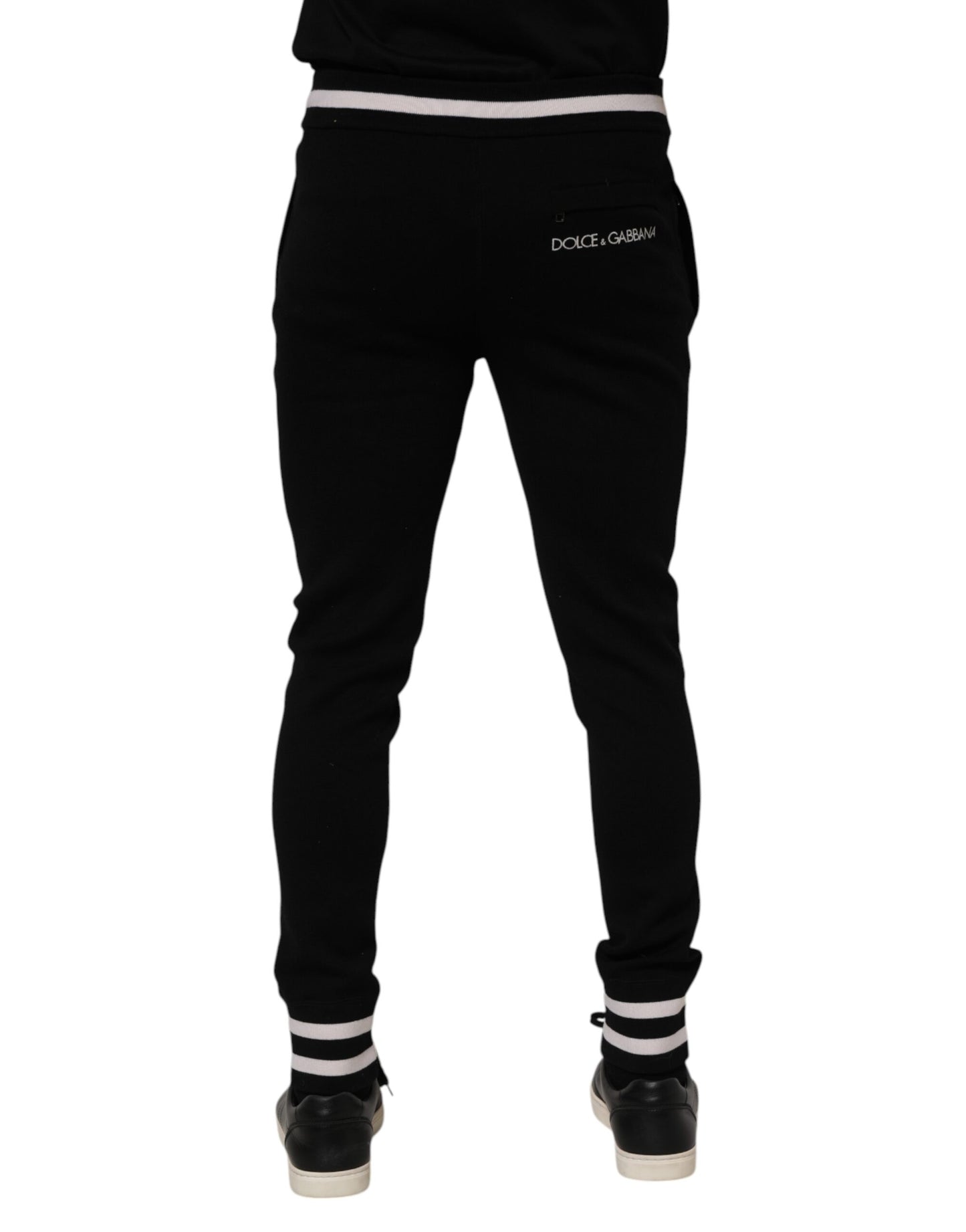 Black Cotton Men Jogger Sweatpants Pants-Dolce & Gabbana-LabelTerrace.com