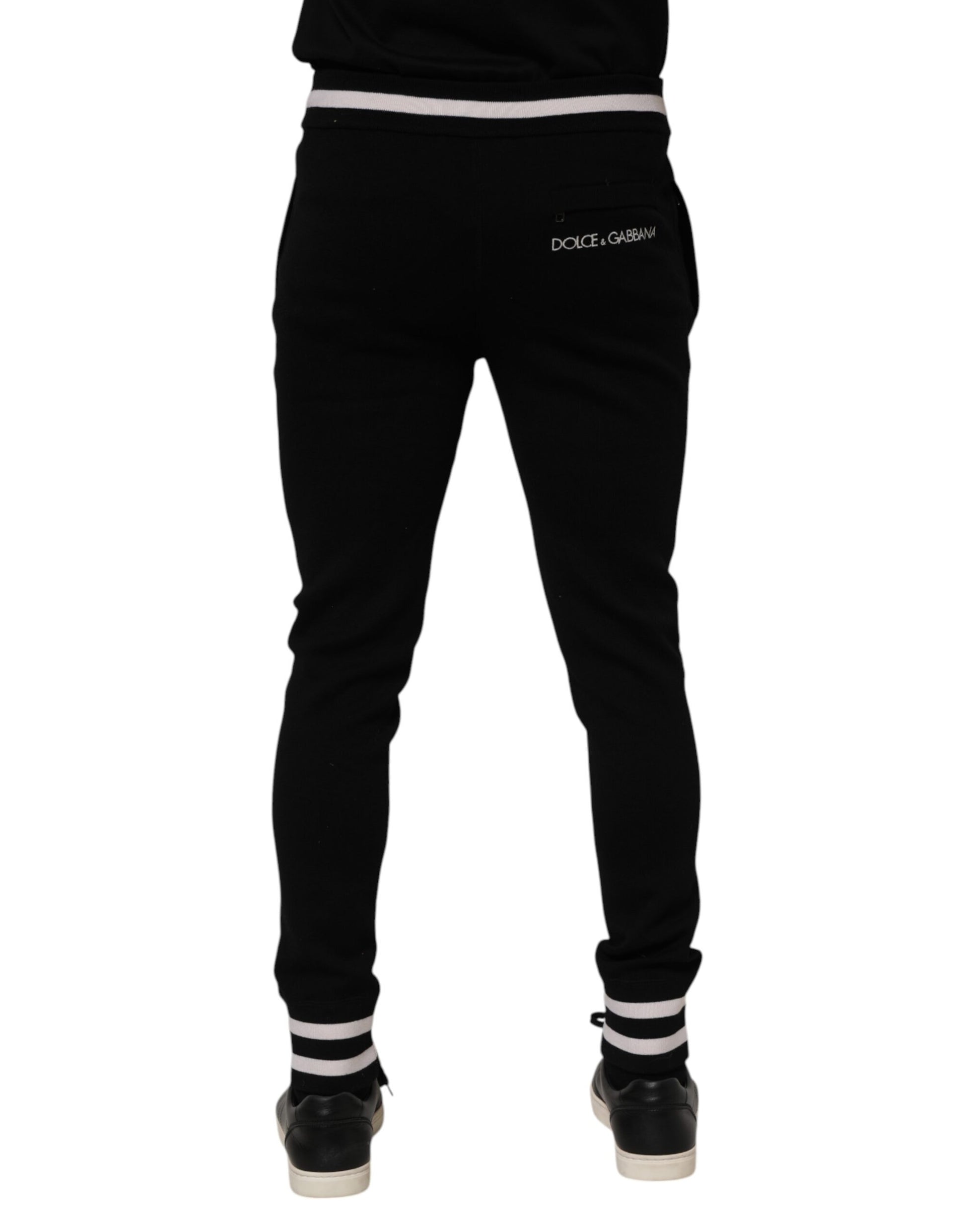 Black Cotton Men Jogger Sweatpants Pants-Dolce & Gabbana-LabelTerrace.com