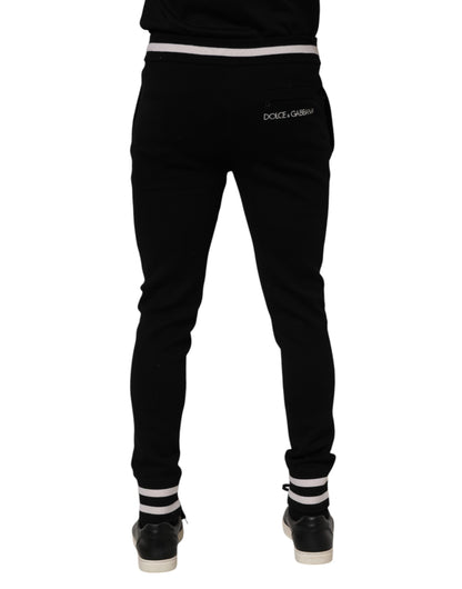 Black Cotton Men Jogger Sweatpants Pants-Dolce & Gabbana-LabelTerrace.com