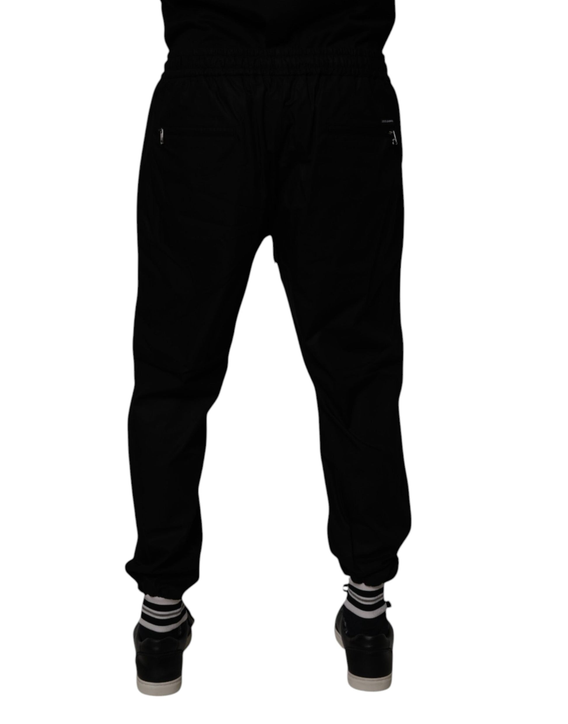 Black Cotton Men Jogger Sweatpants Pants-Dolce & Gabbana-LabelTerrace.com