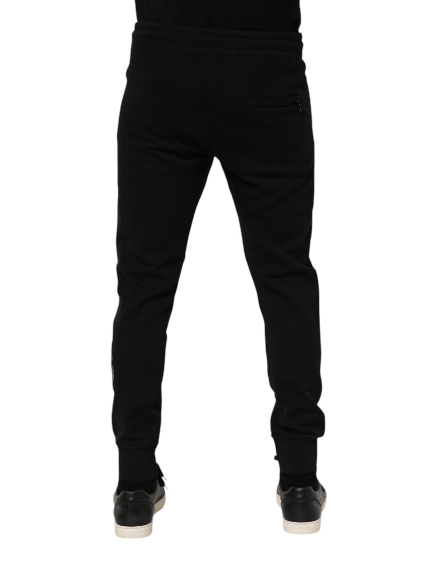 Black Cotton Men Jogger Sweatpants Pants-Dolce & Gabbana-LabelTerrace.com