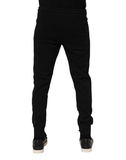 Black Cotton Men Jogger Sweatpants Pants-Dolce & Gabbana-LabelTerrace.com