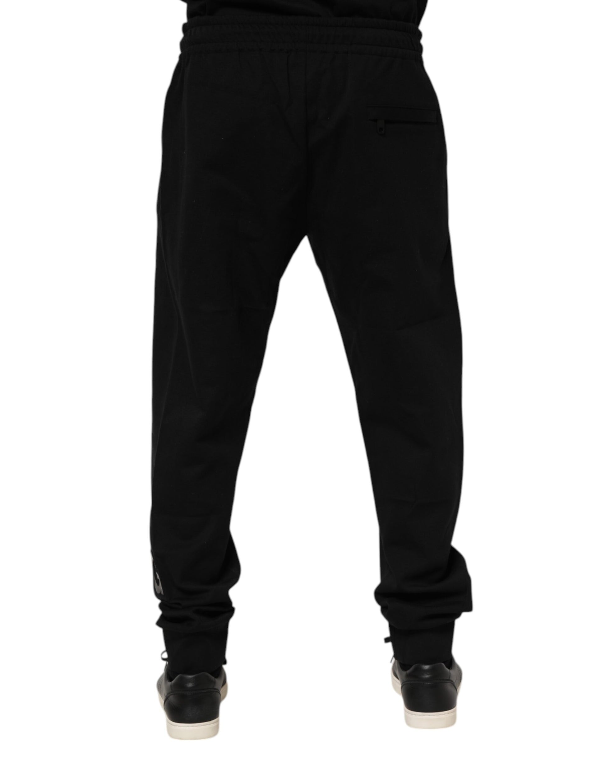 Black Cotton Men Jogger Sweatpants Pants-Dolce & Gabbana-LabelTerrace.com