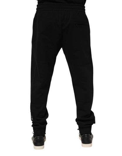 Black Cotton Men Jogger Sweatpants Pants-Dolce & Gabbana-LabelTerrace.com
