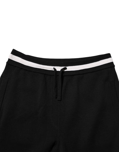 Black Cotton Men Jogger Sweatpants Pants-Dolce & Gabbana-LabelTerrace.com