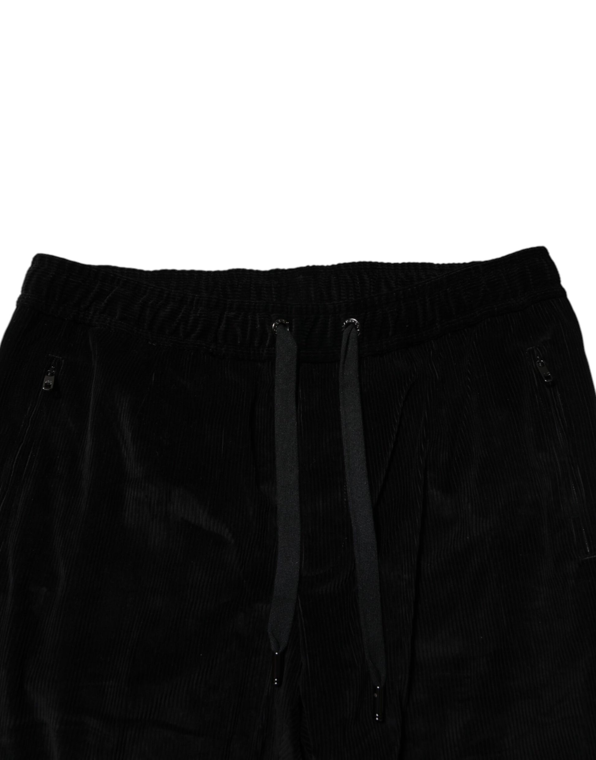 Black Cotton Men Jogger Sweatpants Pants-Dolce & Gabbana-LabelTerrace.com