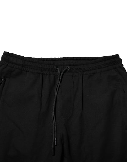 Black Cotton Men Jogger Sweatpants Pants-Dolce & Gabbana-LabelTerrace.com