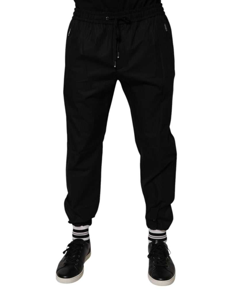 Black Cotton Men Jogger Sweatpants Pants-Dolce & Gabbana-LabelTerrace.com