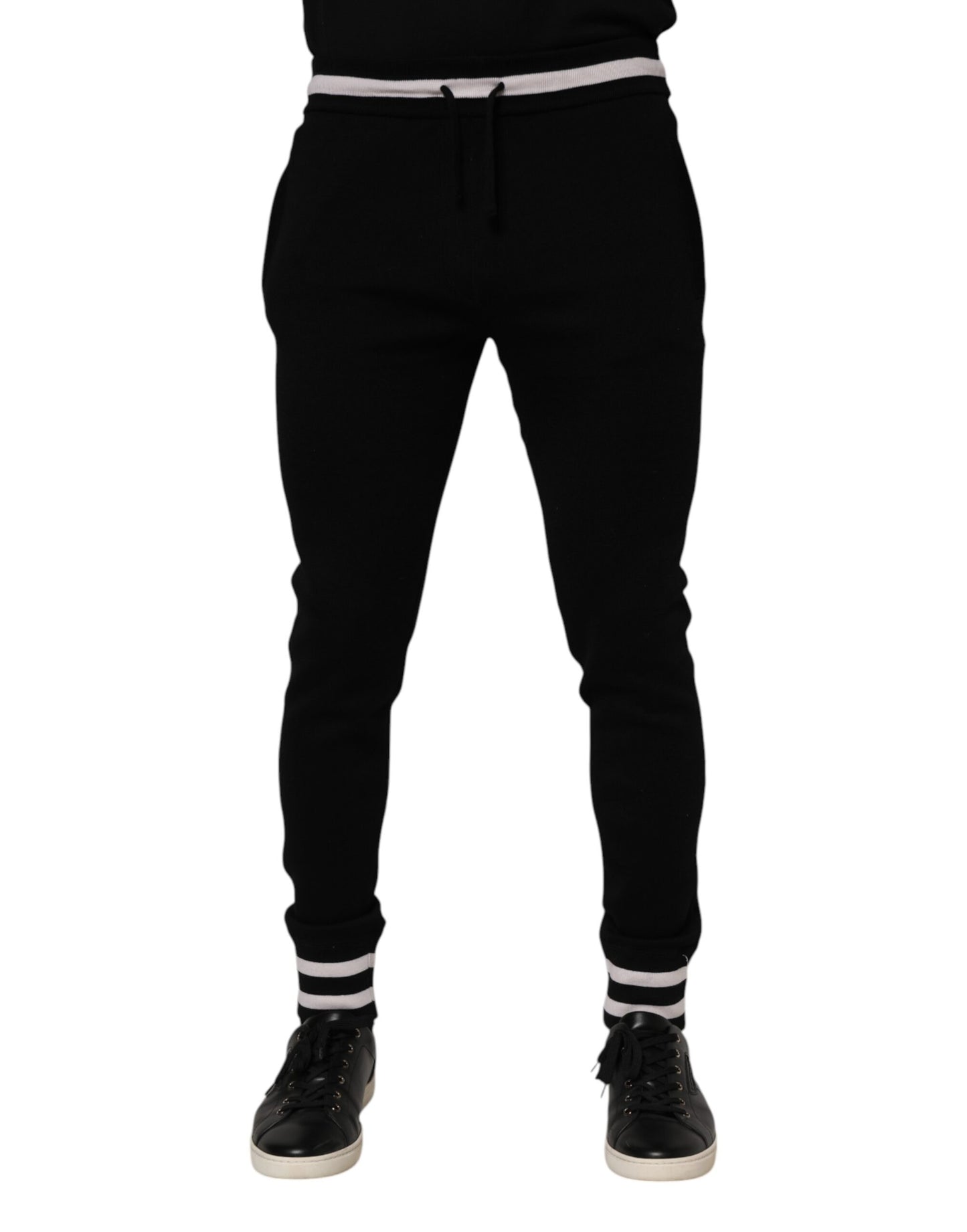 Black Cotton Men Jogger Sweatpants Pants-Dolce & Gabbana-LabelTerrace.com