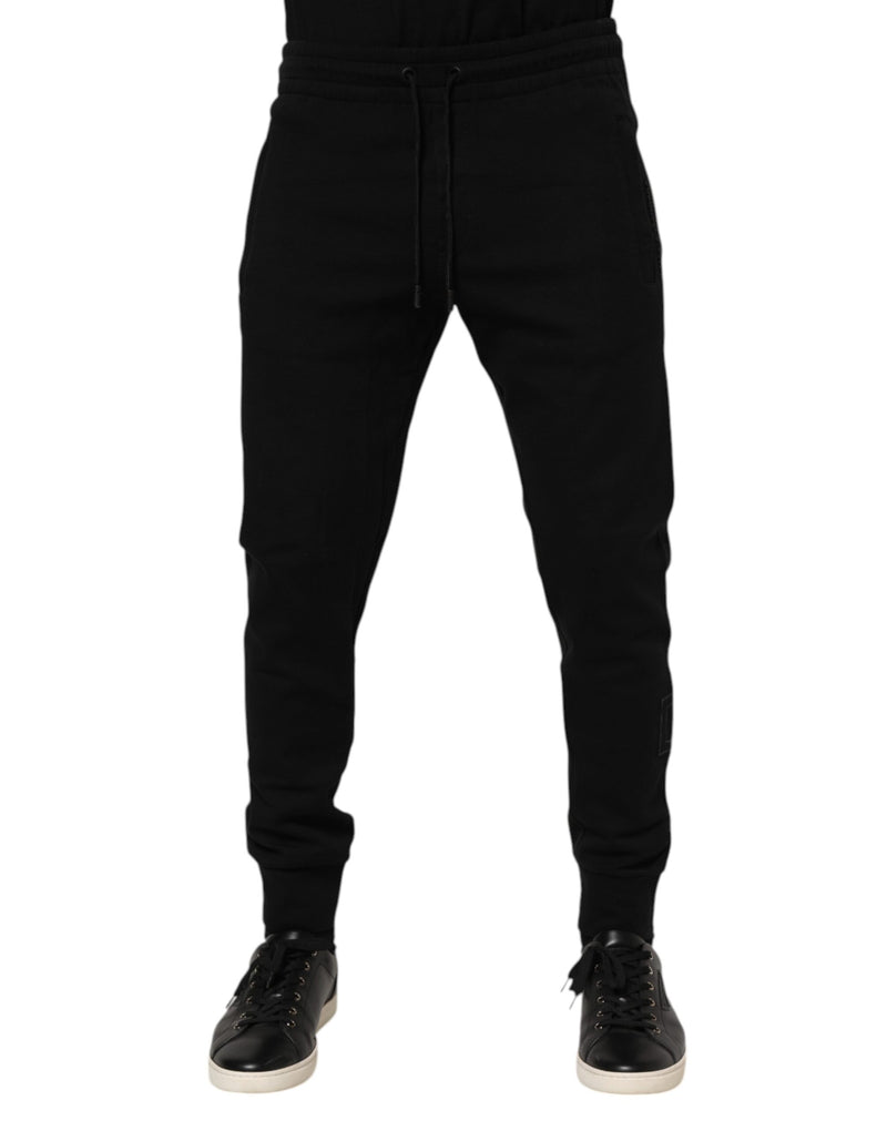 Black Cotton Men Jogger Sweatpants Pants-Dolce & Gabbana-LabelTerrace.com