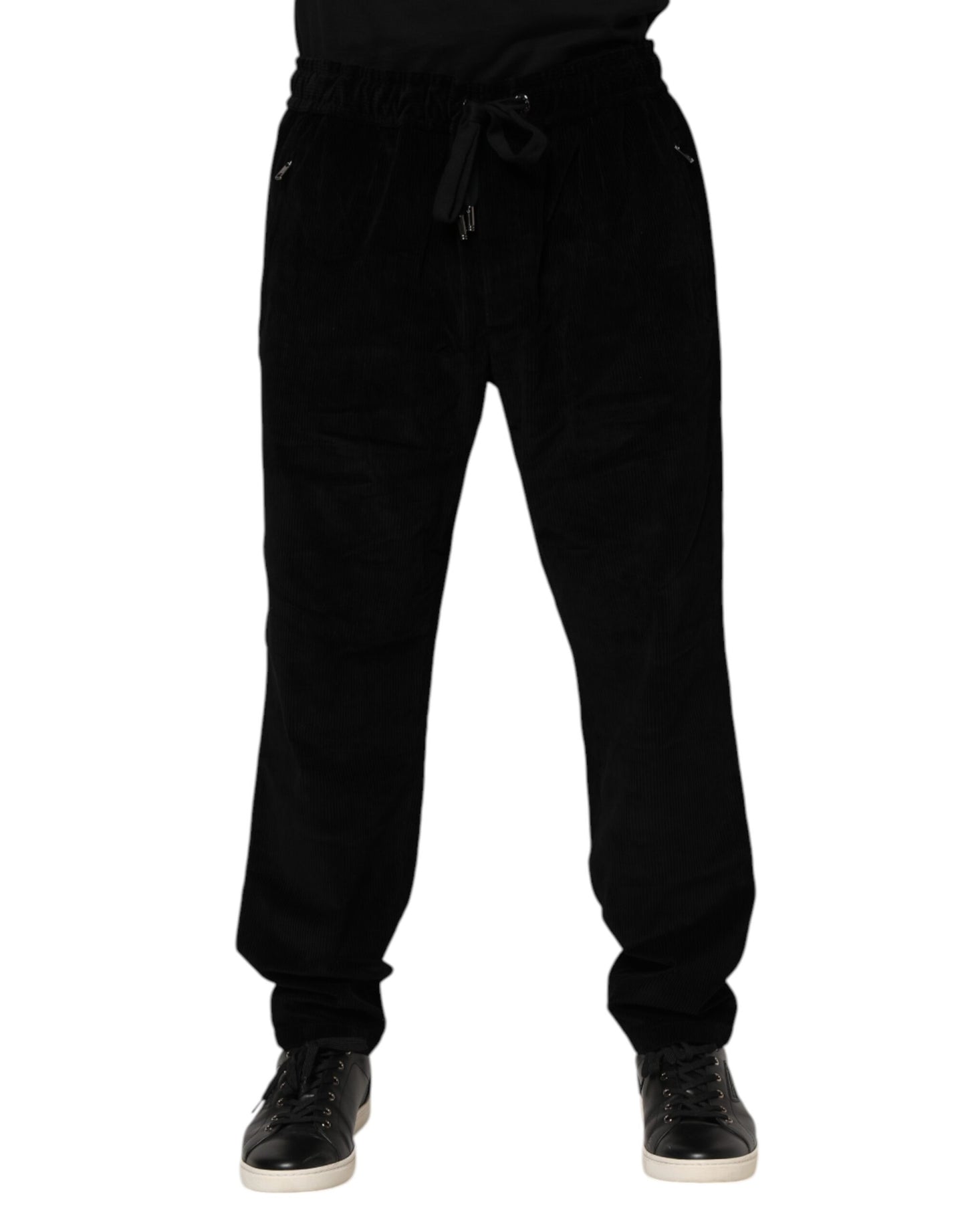 Black Cotton Men Jogger Sweatpants Pants-Dolce & Gabbana-LabelTerrace.com