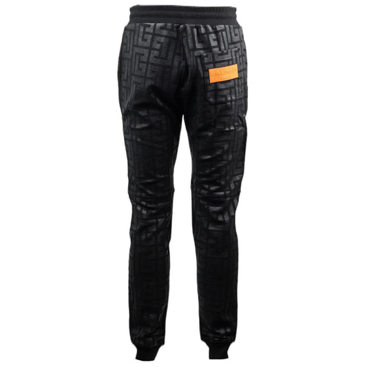 Black Cotton Men Jogging Pant-Balmain-LabelTerrace.com