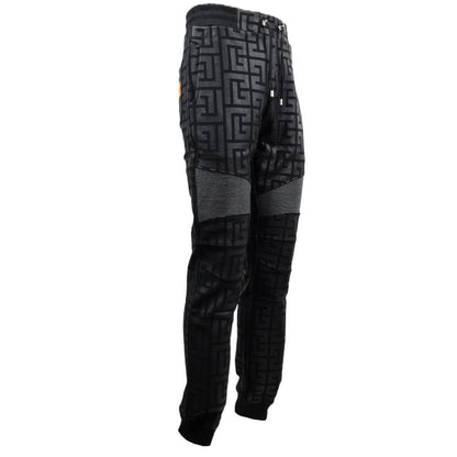 Black Cotton Men Jogging Pant-Balmain-LabelTerrace.com