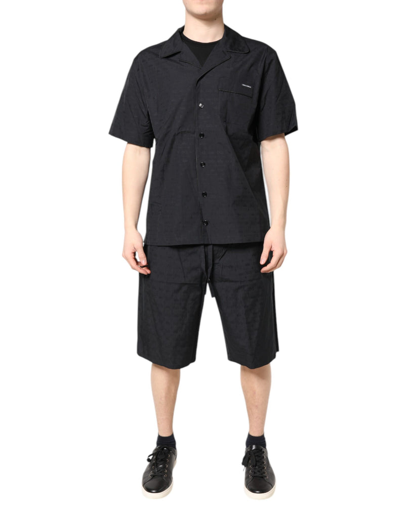 Black Cotton Men Pajama Set Sleepwear-Dolce & Gabbana-LabelTerrace.com