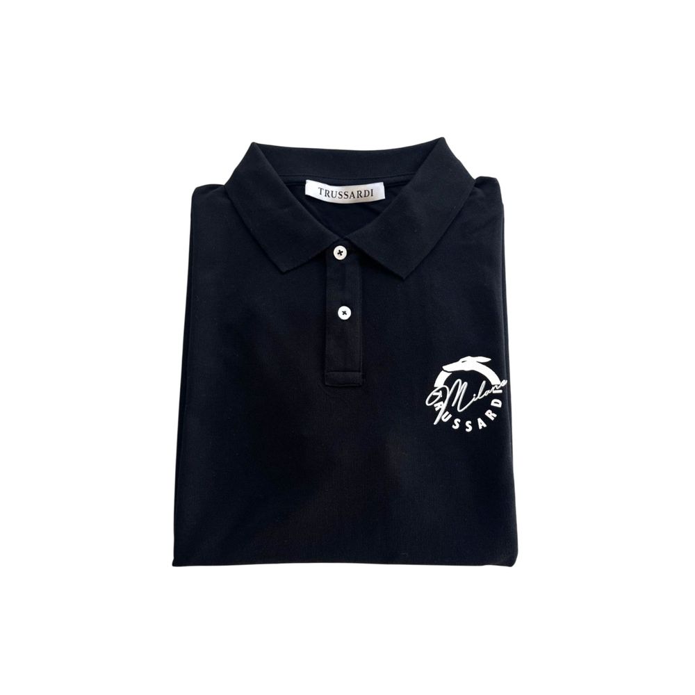 Black Cotton Men Polo Shirt-Trussardi Beachwear-LabelTerrace.com